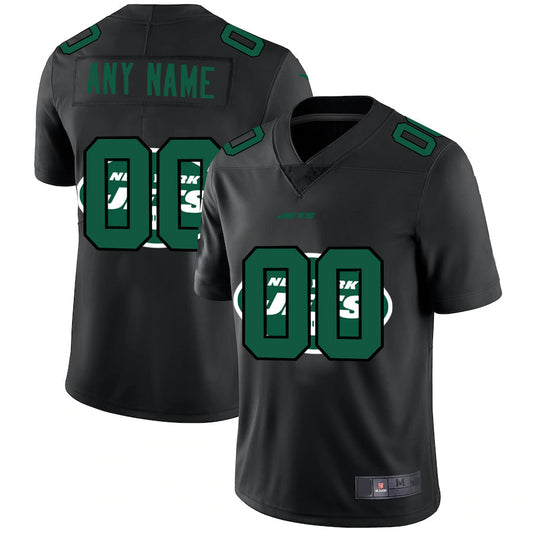 Custom1 New York Jets Team Logo Dual Overlap Limited Jersey1 Black American Stitched Jersey1 Football Jerseys