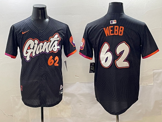 Men's San Francisco Giants Logan Webb #62 Black 2025 City Connect Limited Player Jersey1