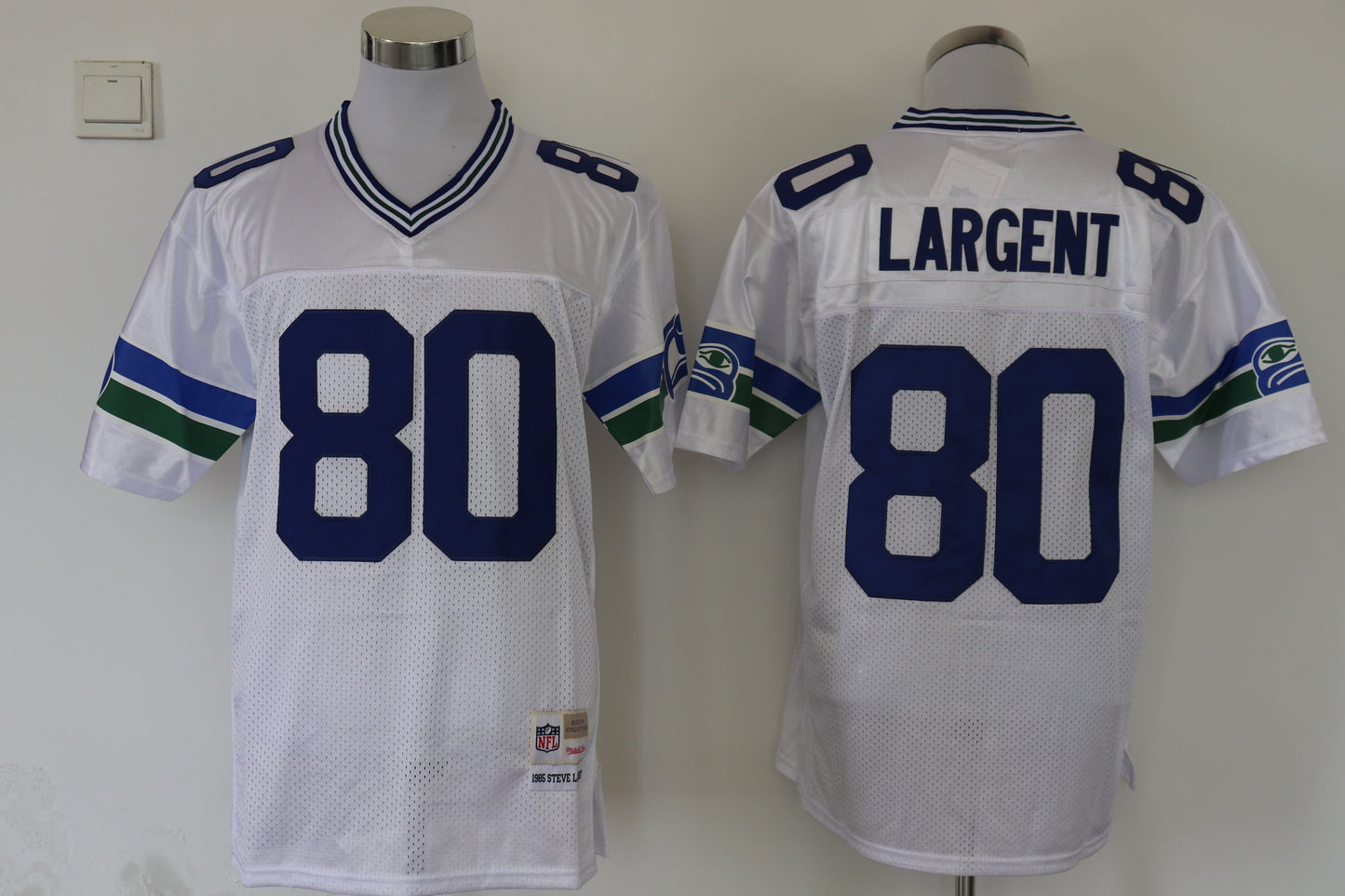 Men's Seattle Seahawks Steve Largent  White Legacy Replica Jersey1