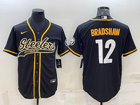 Men's Pittsburgh Steelers Terry Bradshaw #12 Black Vapor Limited Jersey1