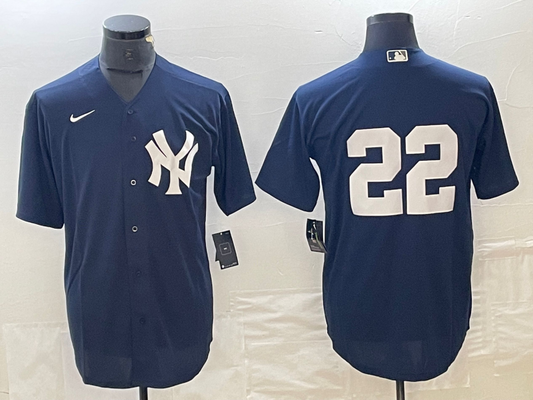 Men's New York Yankees Juan Soto #22 Navy Replica Player Name Jersey1