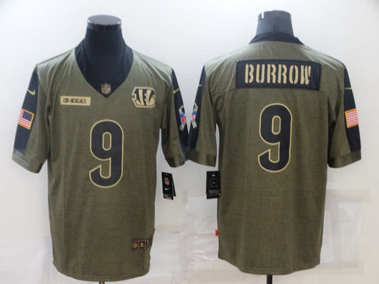 Men's Cincinnati Bengals Joe Burrow #9 Brown Game Player Jersey2