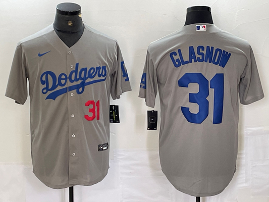 Men's Los Angeles Dodgers Tyler Glasnow #31 Gray Replica Game Jersey1