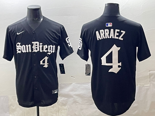Men's San Diego Padres Luis Arraez #4 Black Game Player Jersey