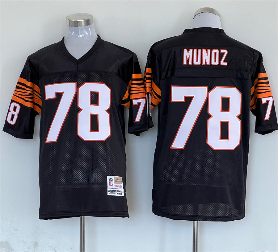 Men's Cincinnati Bengals Anthony Munoz  Black Legacy Replica Jersey1