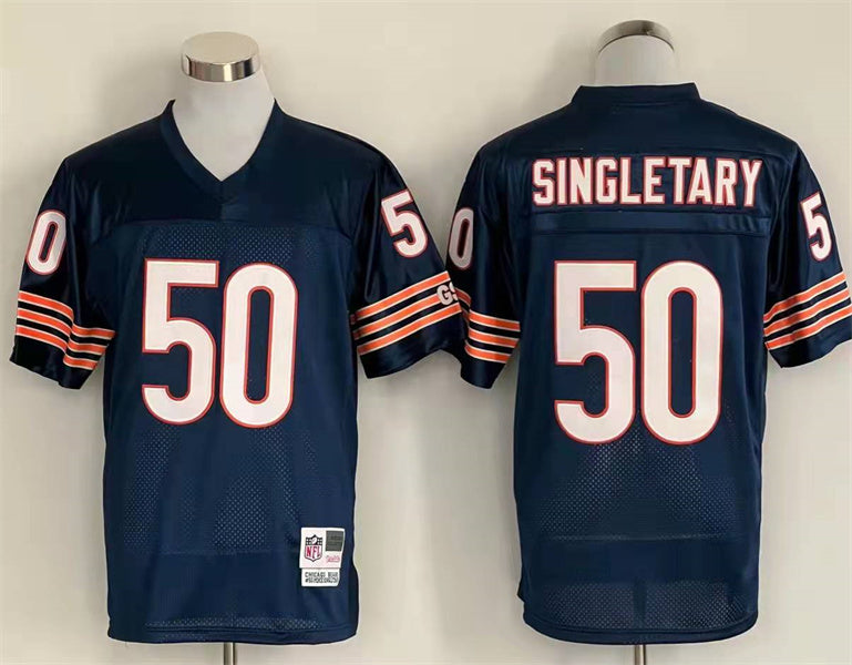 Men's Chicago Bears Mike Singletary  Navy Legacy Replica Player Jersey1