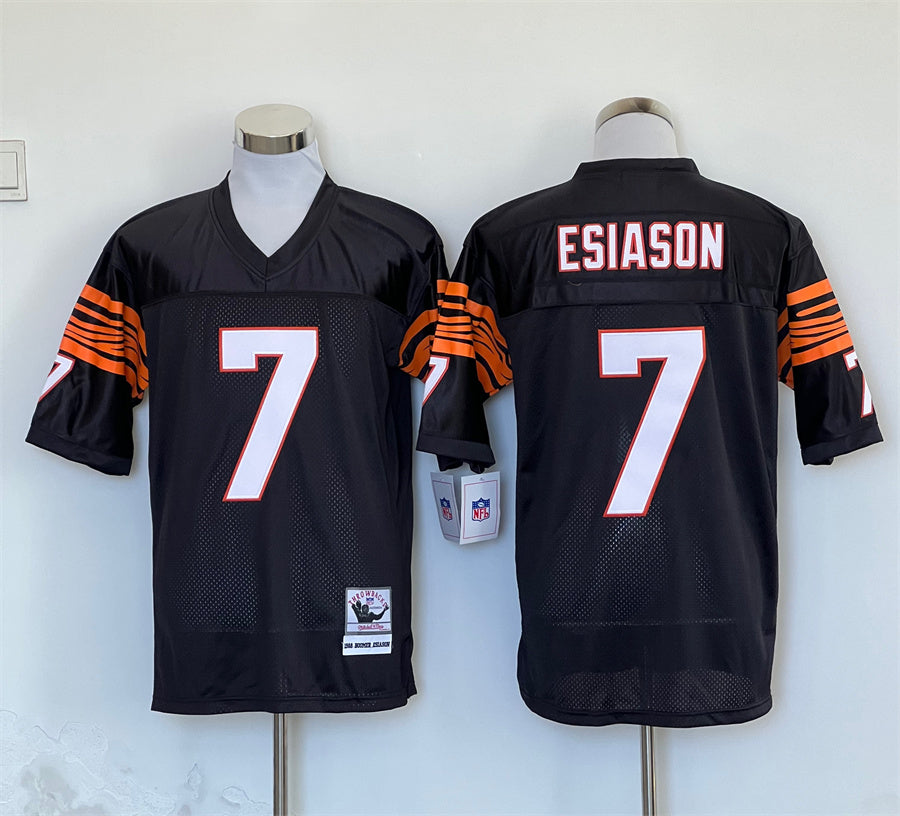 Men's Cincinnati Bengals Boomer Esiason  Black Legacy Replica Jersey1