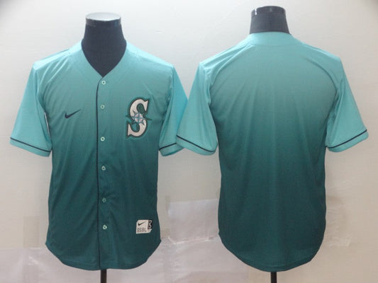 Men's Seattle Mariners Aqua Replica Blank Jersey1