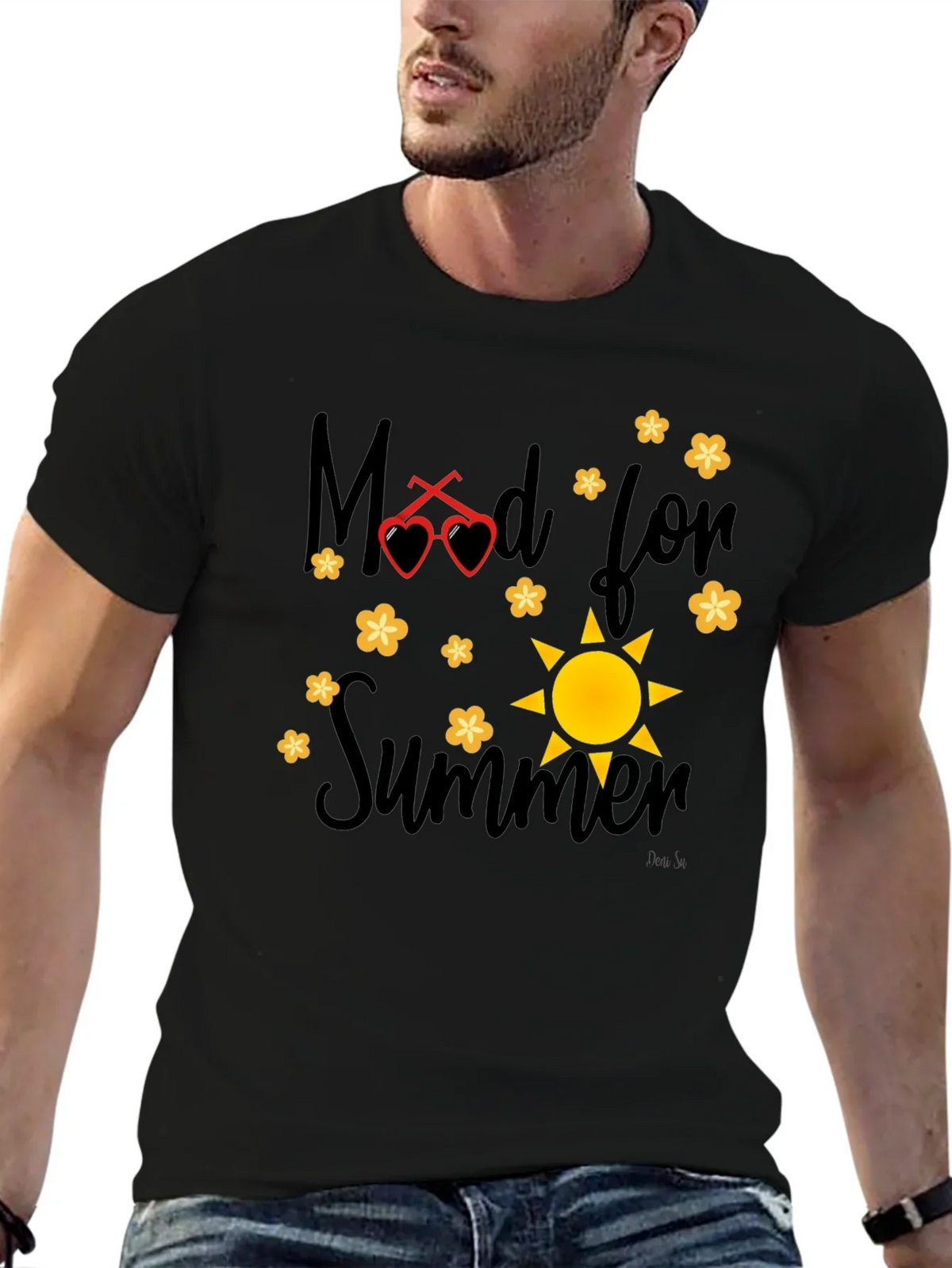 Mood for Summer Graphic Black T-Shirt