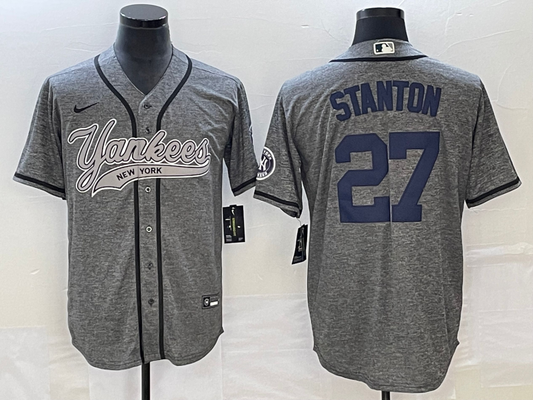 Men's New York Yankees Giancarlo Stanton #27 Gray Game Jersey1 Joint Edition