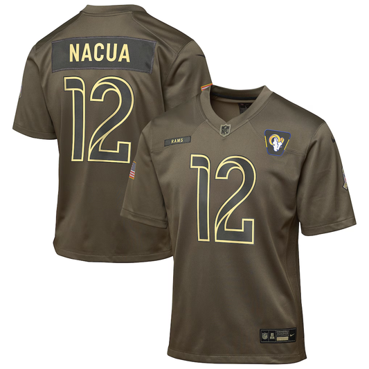 Youth Los Angeles Rams Puka Nacua Nike Olive 2025 Salute to Service Game Jersey