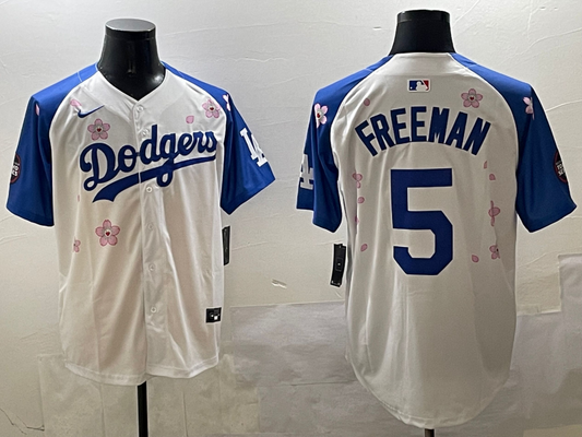 Men's Los Angeles Dodgers Freddie Freeman #5 White Alternate Team Jersey1