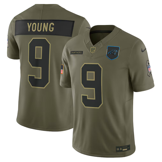 Men's Carolina Panthers Bryce Young Nike Olive 2025 Salute to Service Limited Jersey
