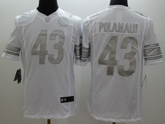 Men's Pittsburgh Steelers Troy Polamalu #43 White Game Player Jersey1