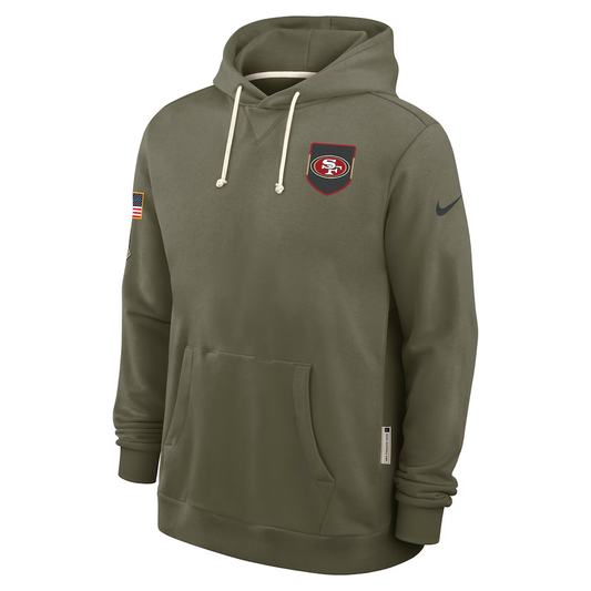 Men's San Francisco 49ers Nike Olive 2025 Salute to Service Sideline Standard Issue Dri-FIT Hoodie