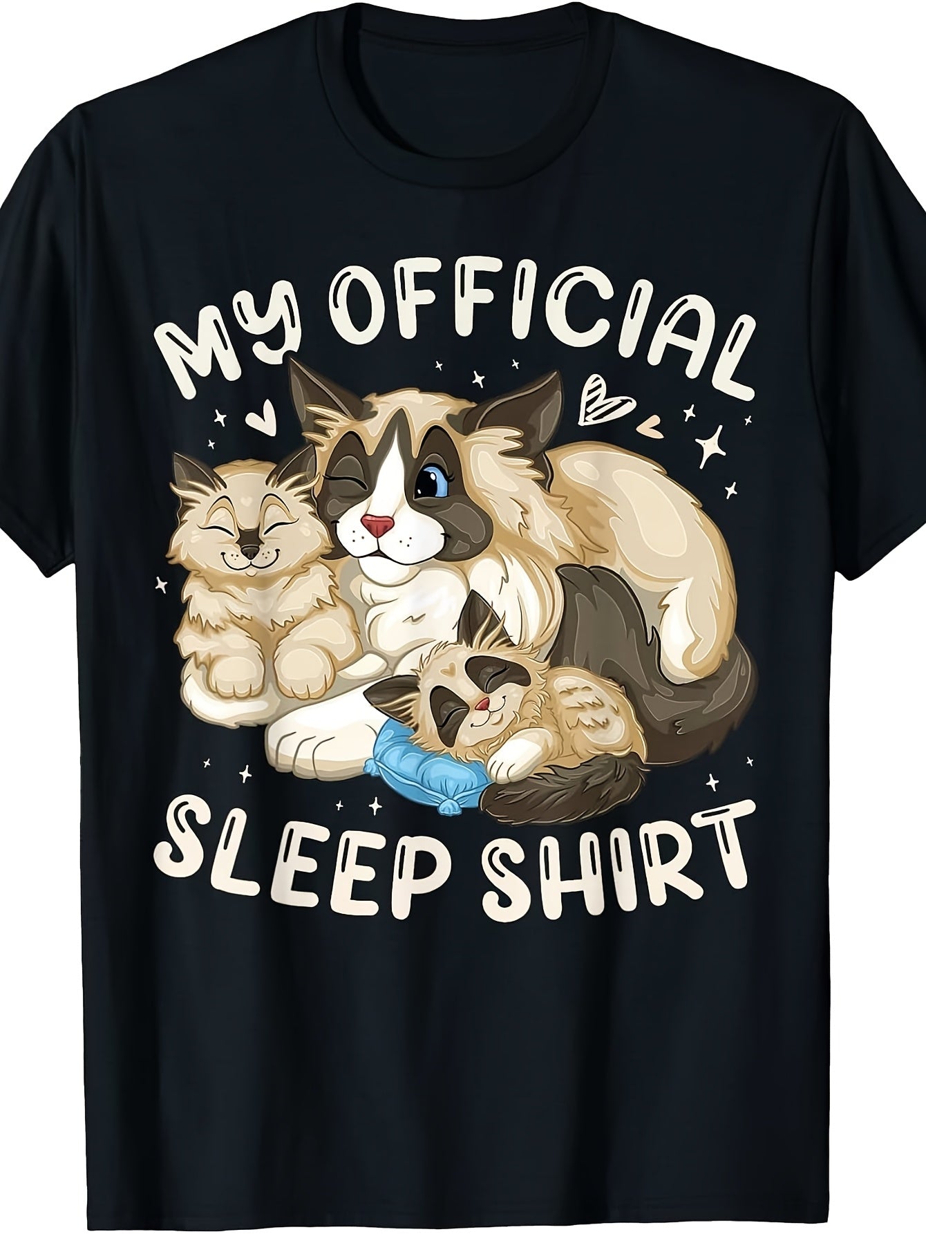 Official Sleep Shirt, Ragdoll Cat with 2 Kittens T-Shirt