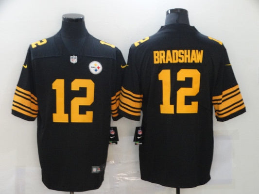 Men's Pittsburgh Steelers Terry Bradshaw #12 Black Alternate Legend Jersey1