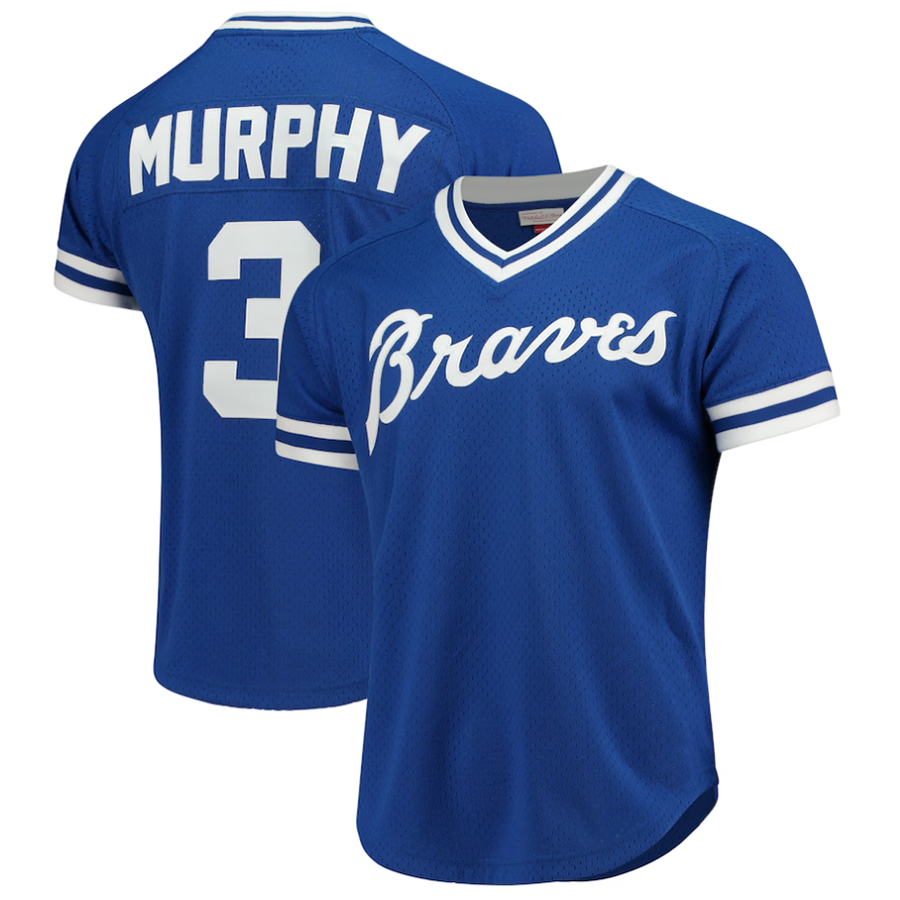 A.Braves #3 Dale Murphy Player  Royal Cooperstown Mesh Batting Baseball Jerseys
