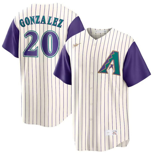 #20 Luis Gonzalez Player A.Diamondbacks Cream Alternate Cooperstown Collection Baseball Jerseys