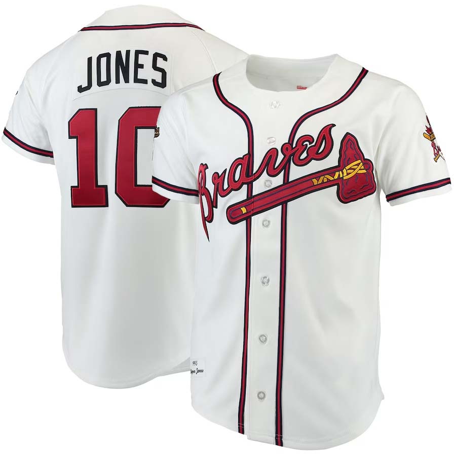 A.Braves #10 Chipper Jones  Authentic Player Jersey - White Stitched Baseball Jerseys