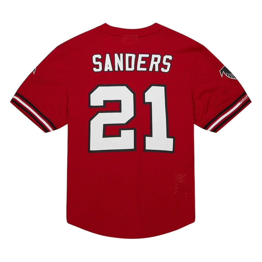 A.Falcons #21 Deion Sanders  Red Retired Player Name & Number Mesh To Football Jerseys