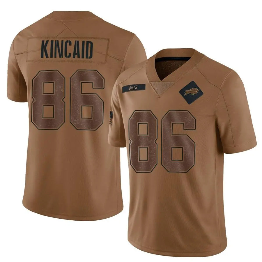 B.Bills #86 Dalton Kincaid Player Brown Salute To Service Limited Football Jerseys