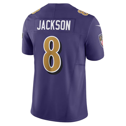 B.Ravens #8 Lamar Jackson Player Purple Vapor F.U.S.E. Limited Football Jerseys