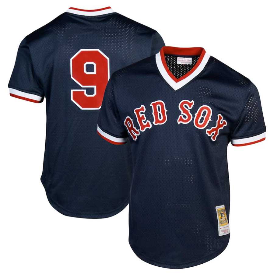 B.Red Sox #9 Ted Williams Player  Navy Cooperstown Collection Baseball Jerseys