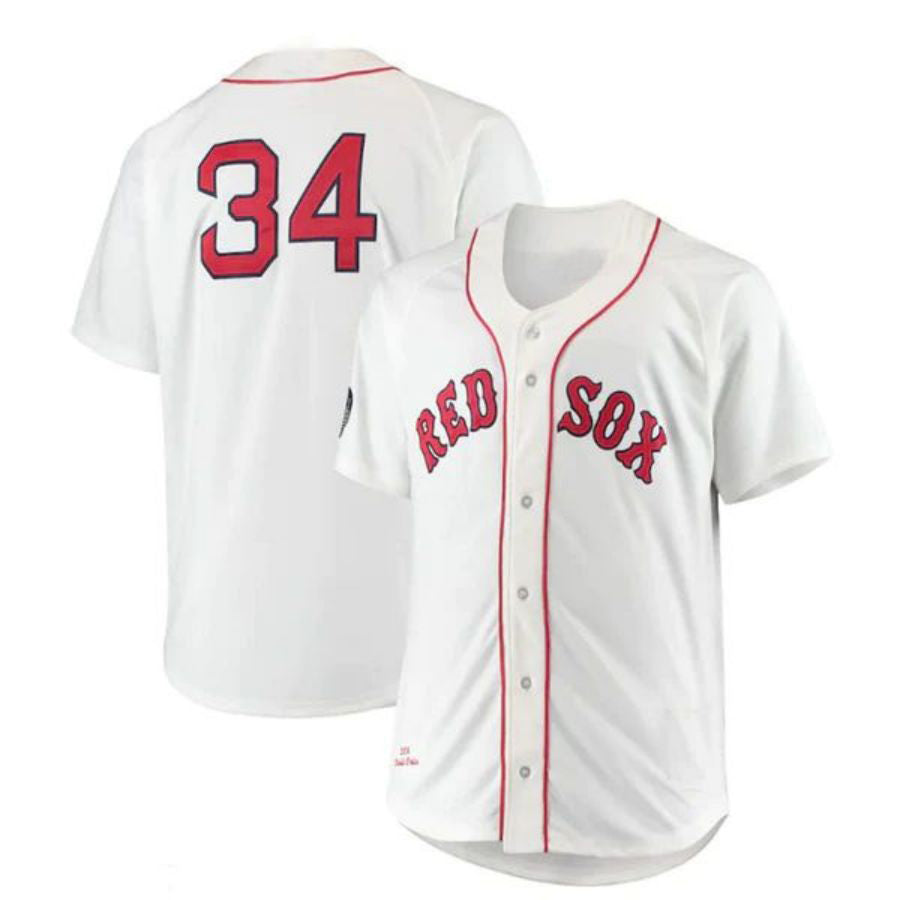 B.Red Sox #34 David Ortiz  Big & Tall Home Authentic Player White Baseball Jerseys