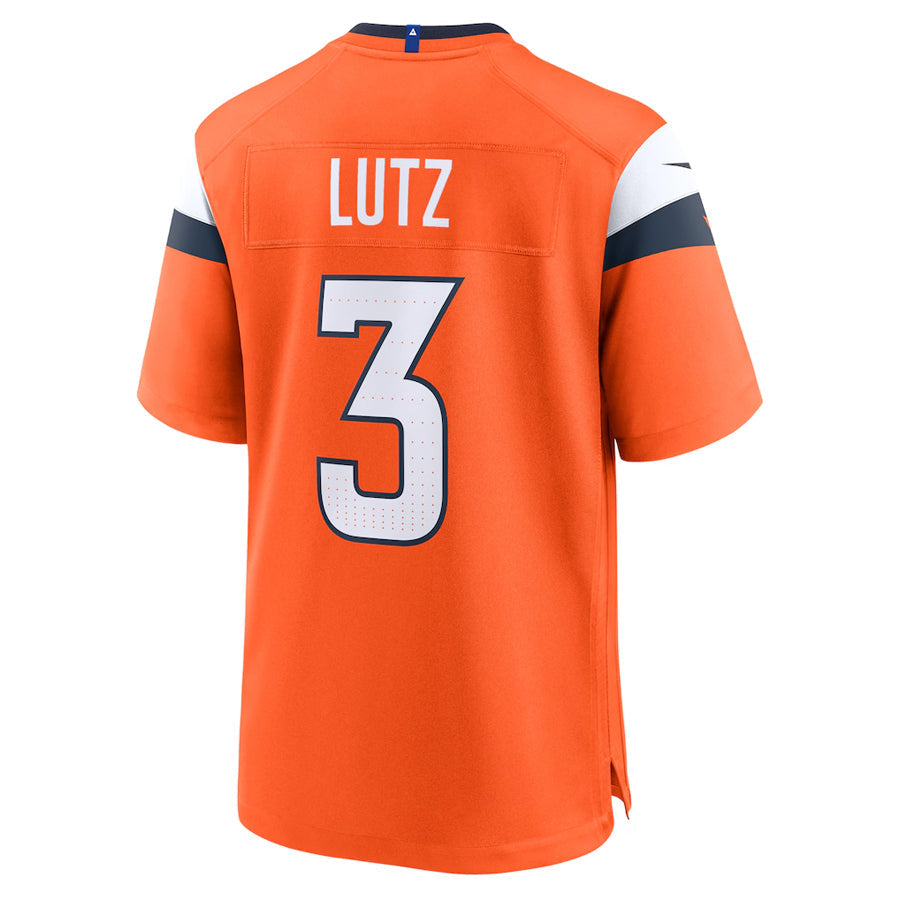 D.Broncos #3 Wil Lutz Player Orange Home Game Football Jerseys