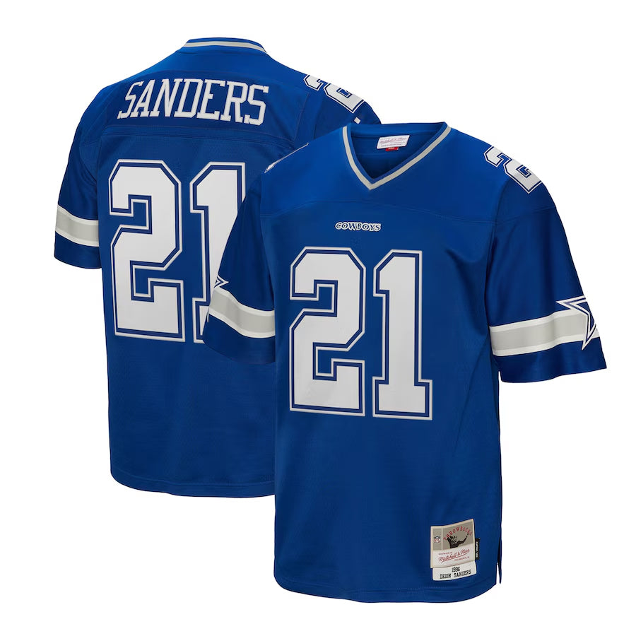 D.Cowboys #21 Deion Sanders  Navy Big & Tall 1996 Retired Player Legacy Replica Football Jerseys