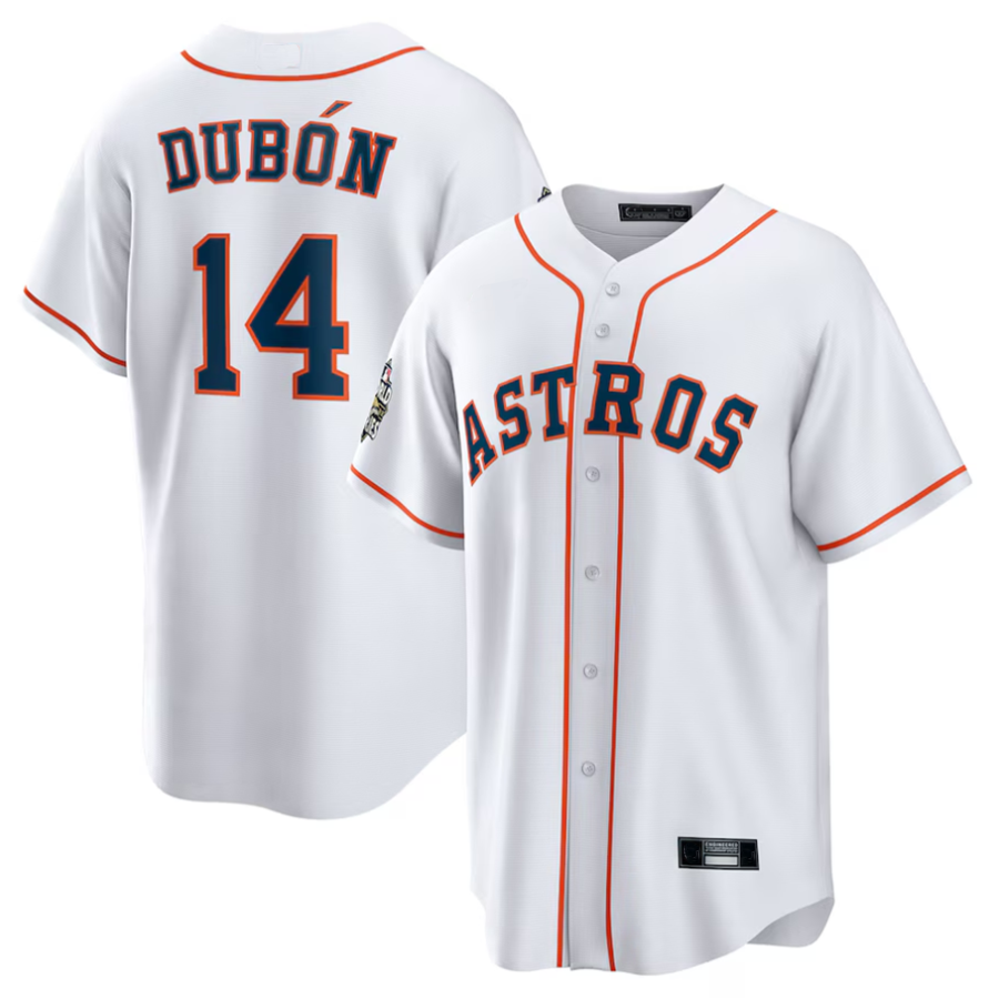 H.Astros #14 Mauricio Dub����?n Player White Home Replica Baseball Jerseys