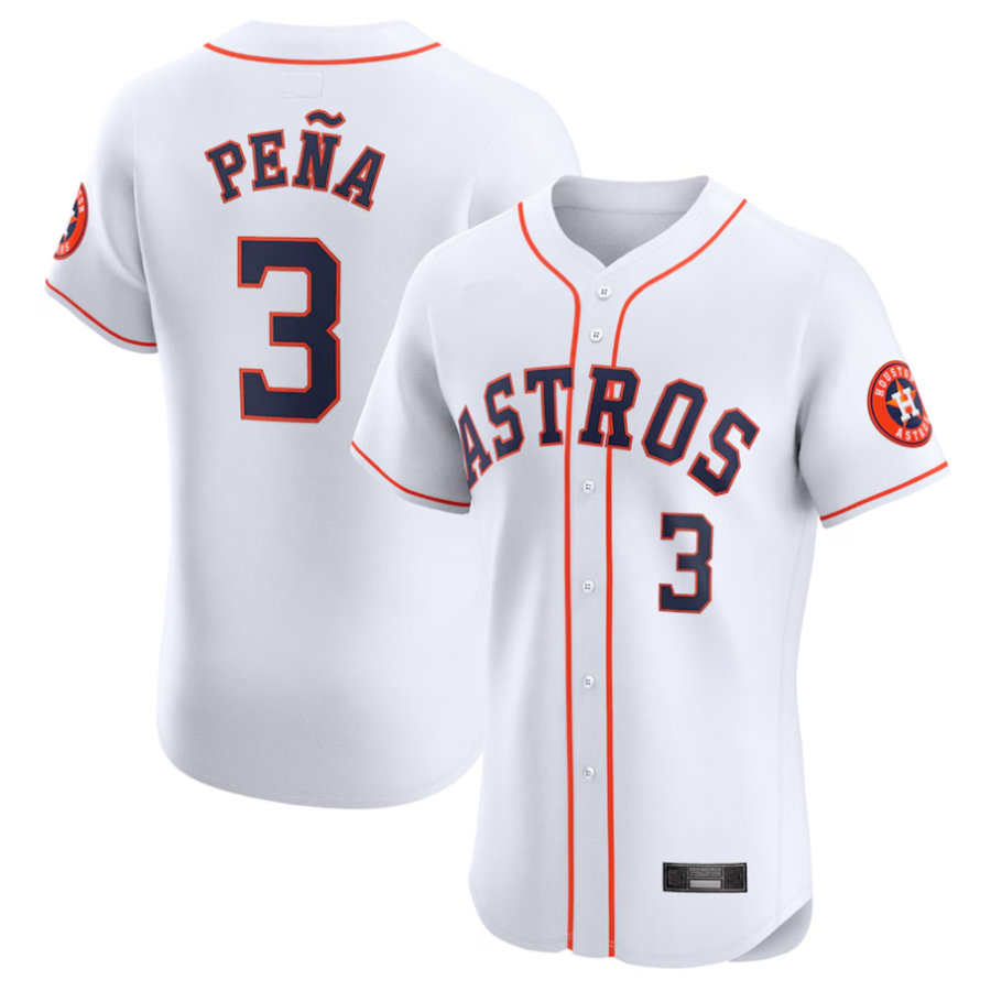 H.Astros #3 Jeremy Pe?a Player White Home Elite Baseball Jerseys