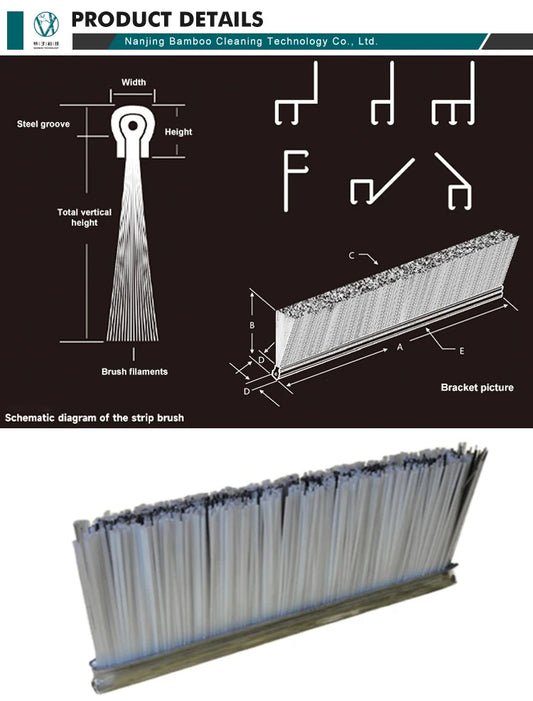 Customized Dust-proof Wire Nylon Abrasive Bristle Dusting Strip Industrial Brushes