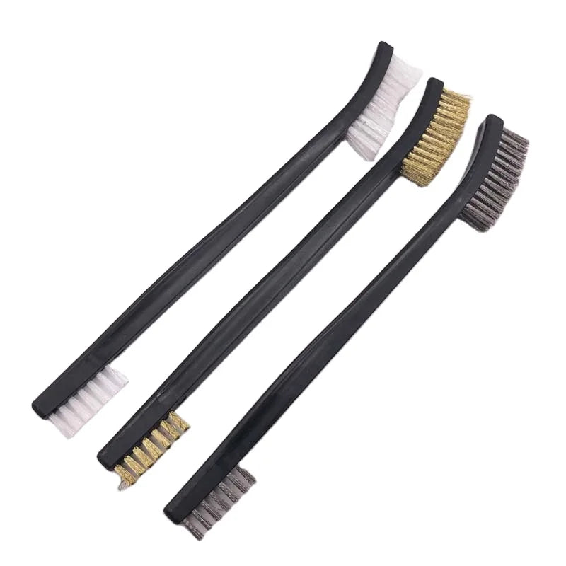 No.22S004 Industrial/DIY 3-Piece Double Ended Brush Set Stainless Steel/Nylon/Brass Wire for Cleaning