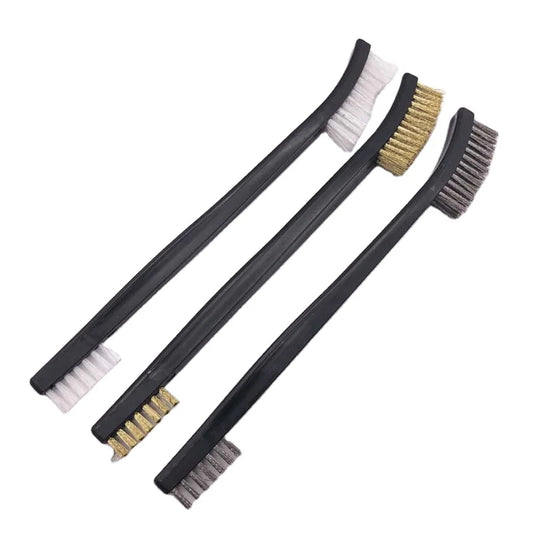 No.22S004 Industrial/DIY 3-Piece Double Ended Brush Set Stainless Steel/Nylon/Brass Wire for Cleaning