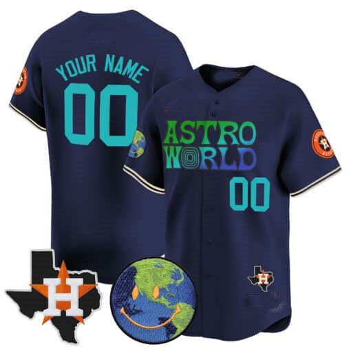 Custom H.Astros Cactus Jack Astro World Vapor Premier Limited Baseball Jerseys