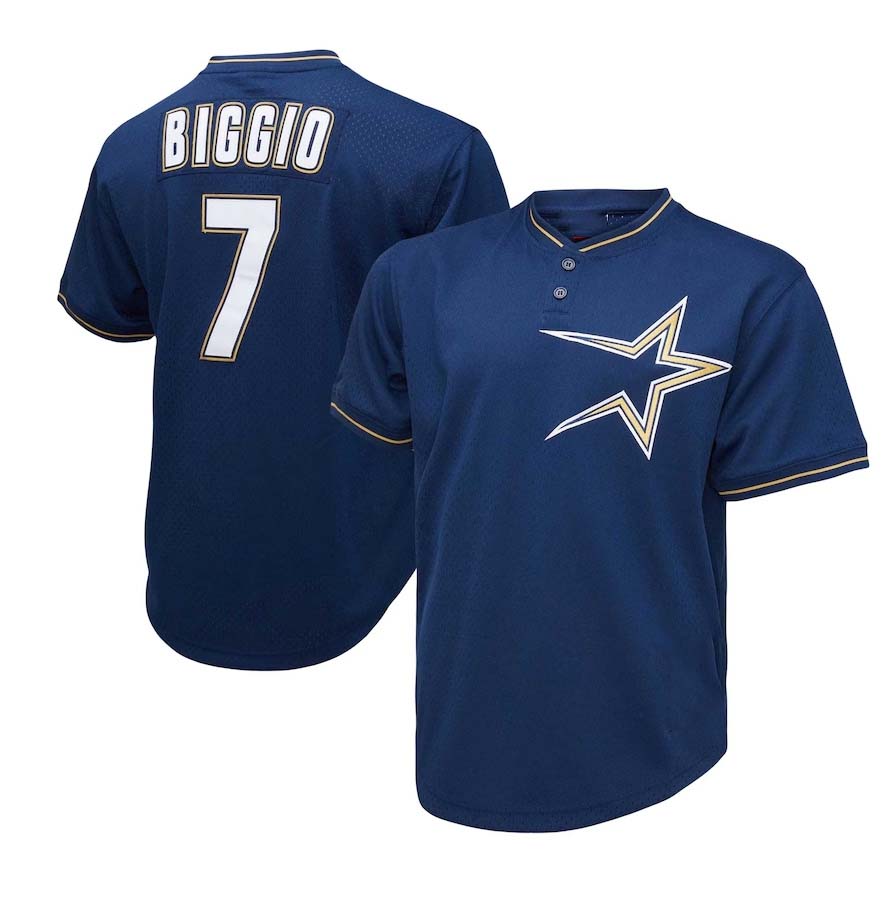 H.Astros #7 Craig Biggio  1991 Cooperstown Collection Mesh Pullover Player Jersey - Navy Baseball Stitched Jerseys