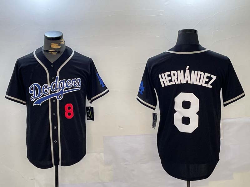 LA.Dodgers #8 Enrique Hern��������ndez Black Player Game Stitched Baseball Jerseys