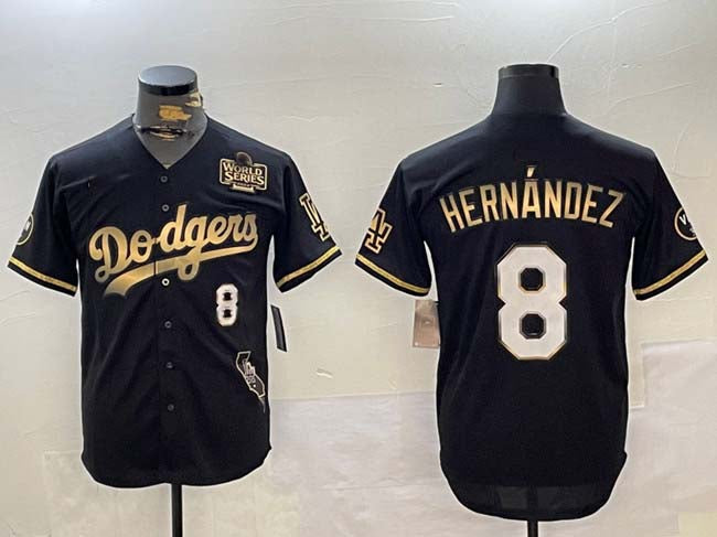 LA.Dodgers #8 Enrique Hern��������ndez Player Black Gold Vapor Premier Limited Stitched Baseball Jerseys