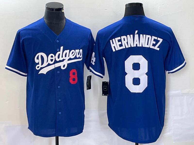 LA.Dodgers #8 Enrique Hern��������ndez Player Game Jersey Blue Flex Base Stitched Baseball Jerseys