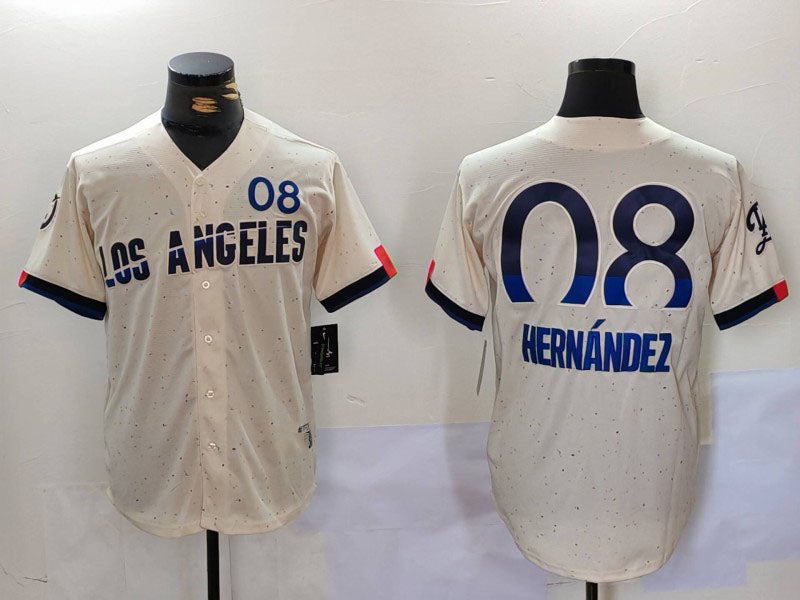 LA.Dodgers #8 Kik����| Hern��������ndez Cream Player Limited Stitched Baseball Jerseys
