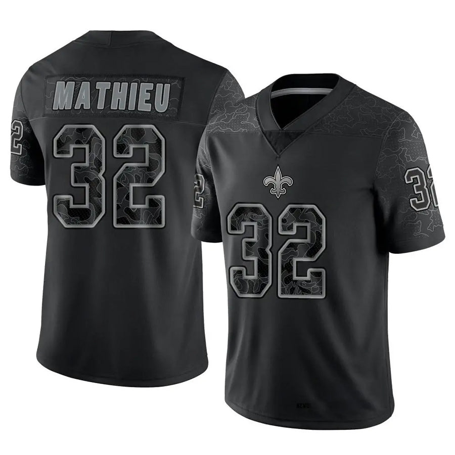 NO.Saints #32 Tyrann Mathieu Player Black RFLCTV Limited Football Jerseys