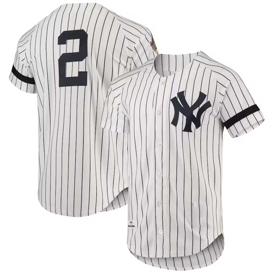 NY.Yankees #2  Cooperstown Collection 1996 Authentic Player Jersey - White Stitches Baseball Jerseys