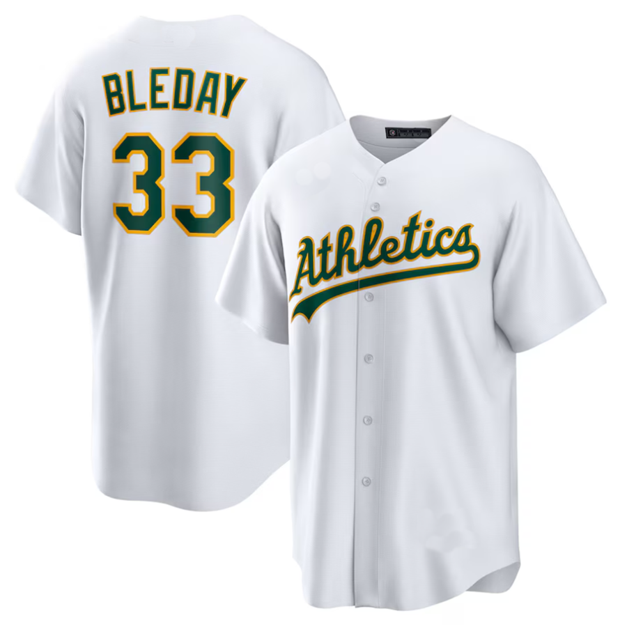 Athletics #33 JJ Bleday Player White Home Replica Baseball Jerseys