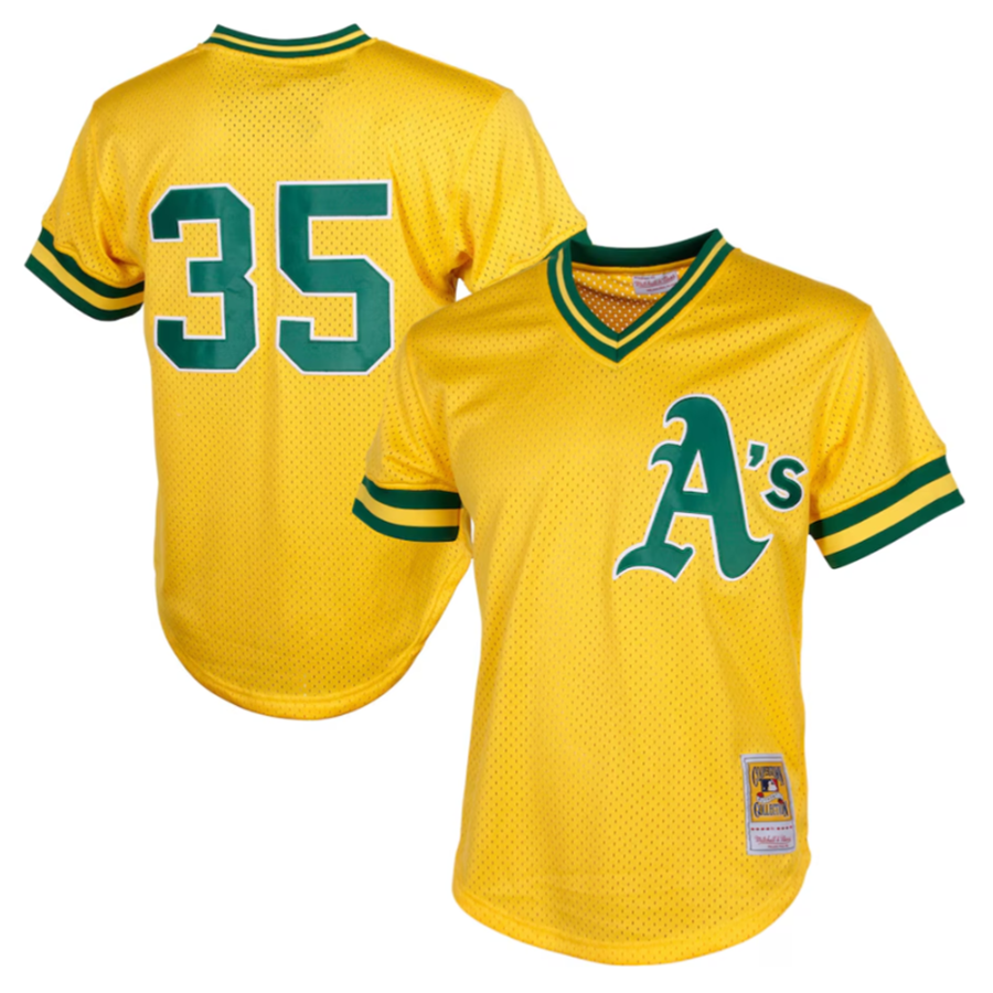 Athletics #35 Rickey Henderson Player  Yellow Cooperstown Baseball Jerseys