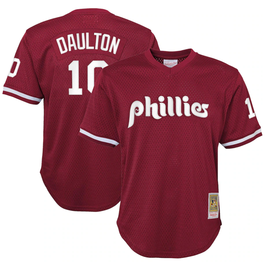 P.Phillies #10 Darren Daulton  Burgundy Cooperstown Collection Baseball Jerseys