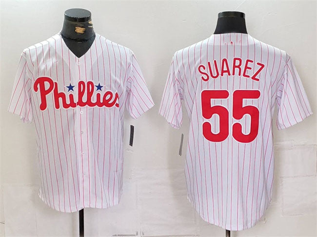 P.Phillies #55 Ranger Su��������rez Player Game Jersey White Cool Base Stitched Baseball Jerseys
