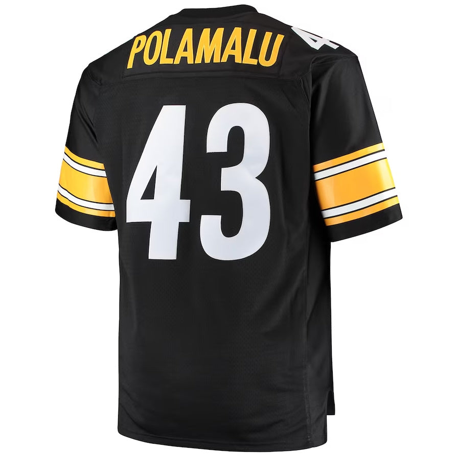 P.Steelers #43 Troy Polamalu  Big & Tall 2005 Retired Player Replica Jersey - Black Stitched American Football Jerseys