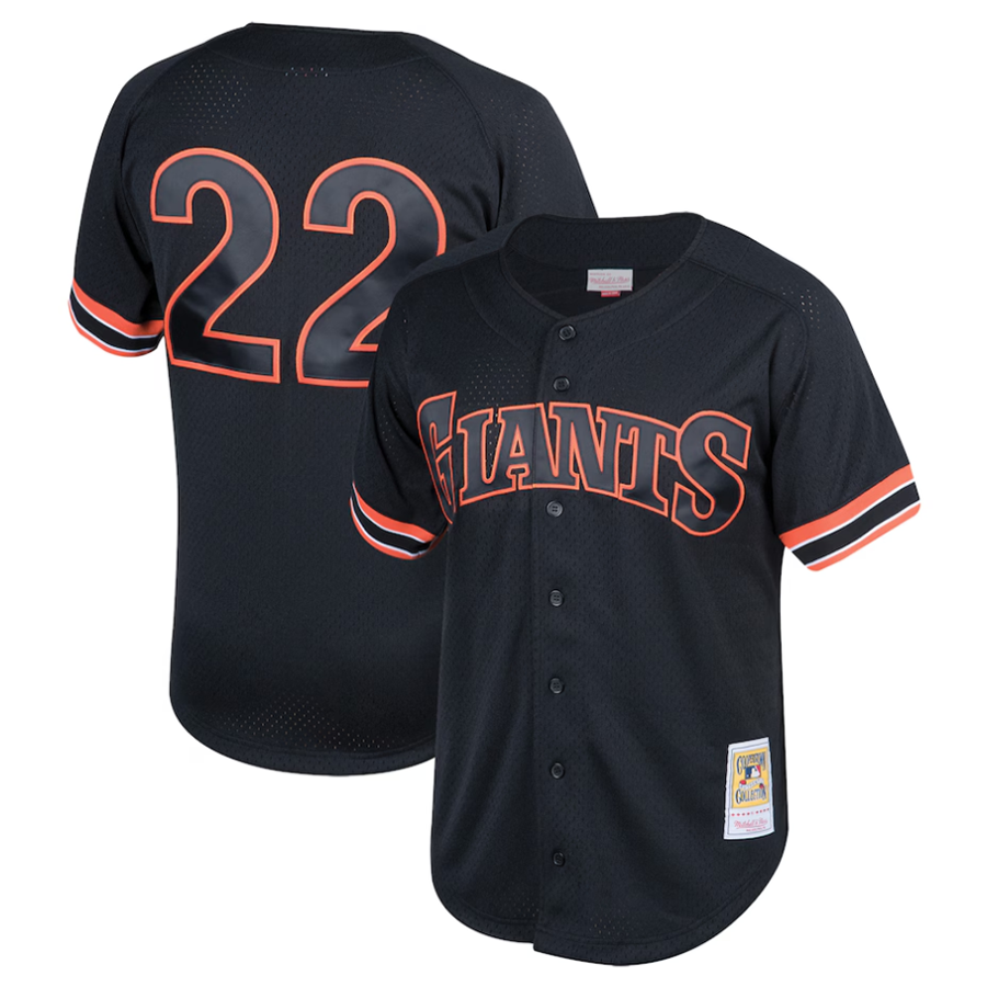 S.Francisco Giants #22 Will Clark Player  Black Cooperstown Collection Mesh Batting Practice Button-Up Baseball Jerseys